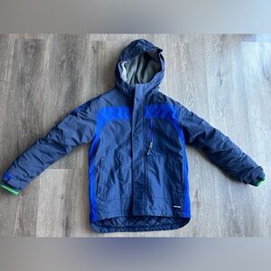 Lands End Boys Sz 8 Blue and Black Squall Waterproof Windproof Antistatic Jacket